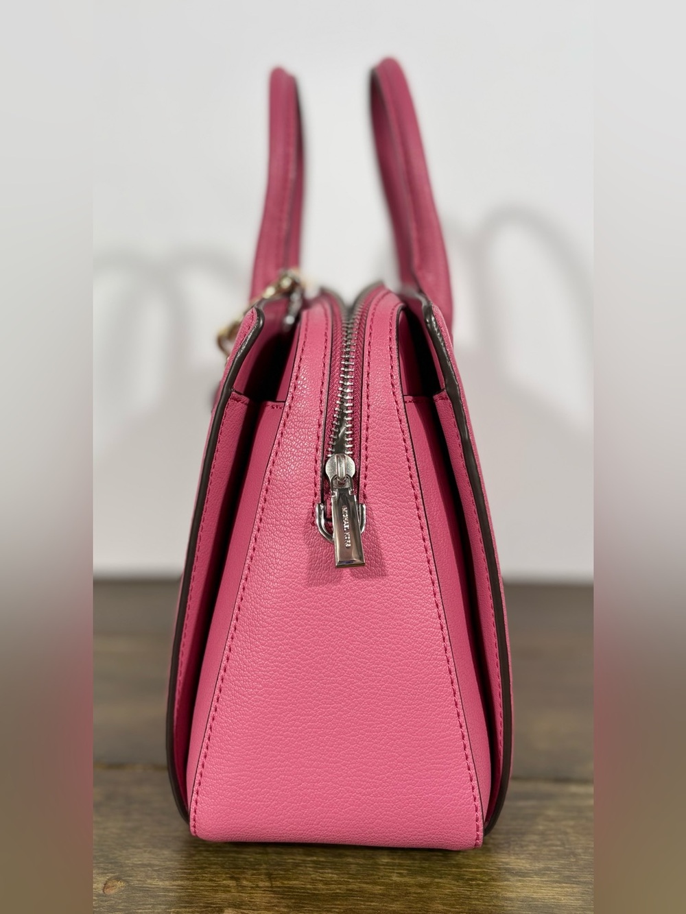NWT Michael Kors Laila Leather Medium Satchel Handbag in Rosewood Pink - Picture 8 of 14